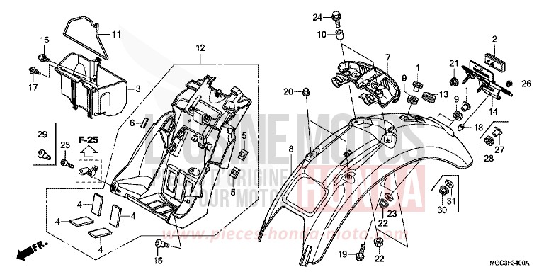 KOTFLUEGEL, HINTEN de CB1100 ABS PEARL MILKEY WHITE (NH162) 2013